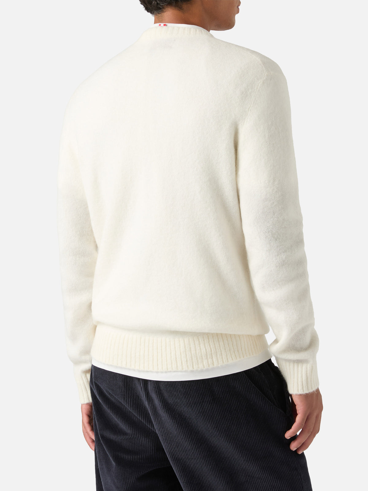 Pull col rond Regent en mélange d’alpaga off white 