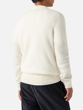 Pull col rond Regent en mélange d’alpaga off white 