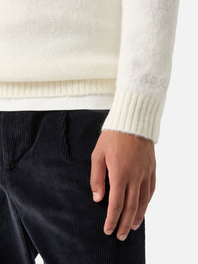 Pull col rond Regent en mélange d’alpaga off white 