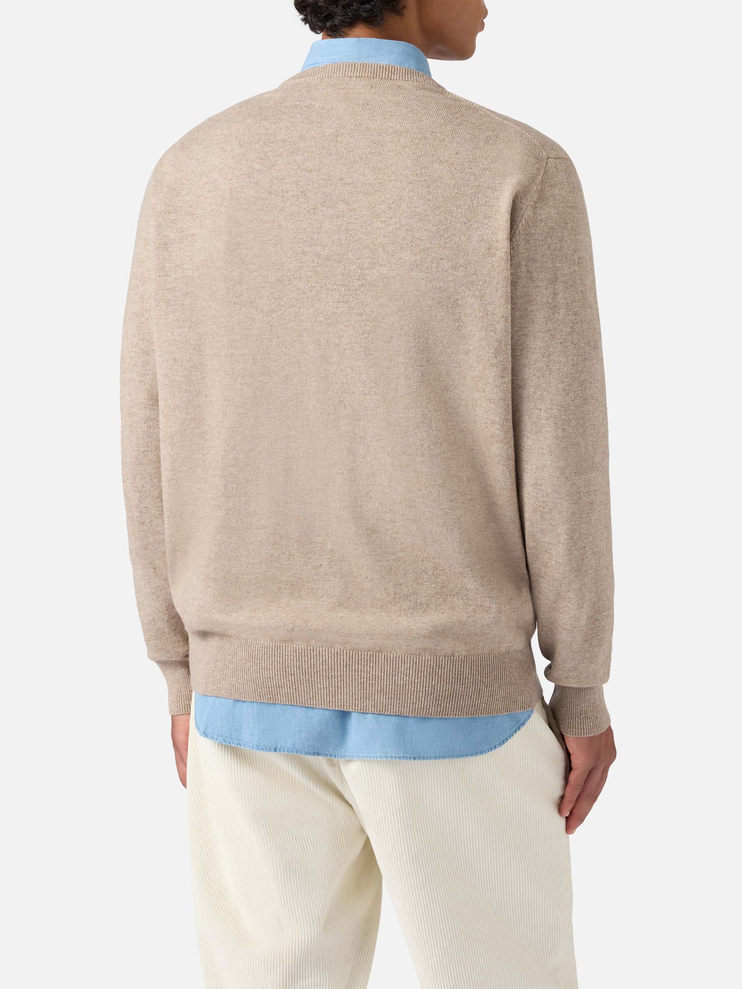Regent sweater in khaki MERINO WOOL and CASHMERE