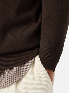 Regent sweater in brown MERINO WOOL and CASHMERE