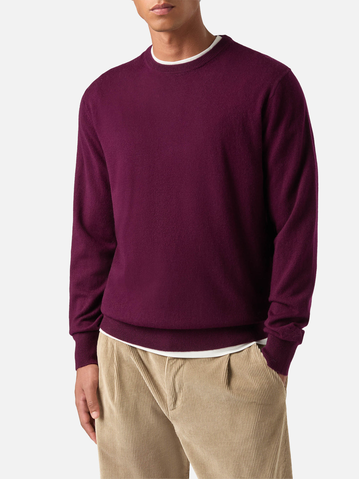 Burgundy Regent merino wool and cashmere blend crewneck