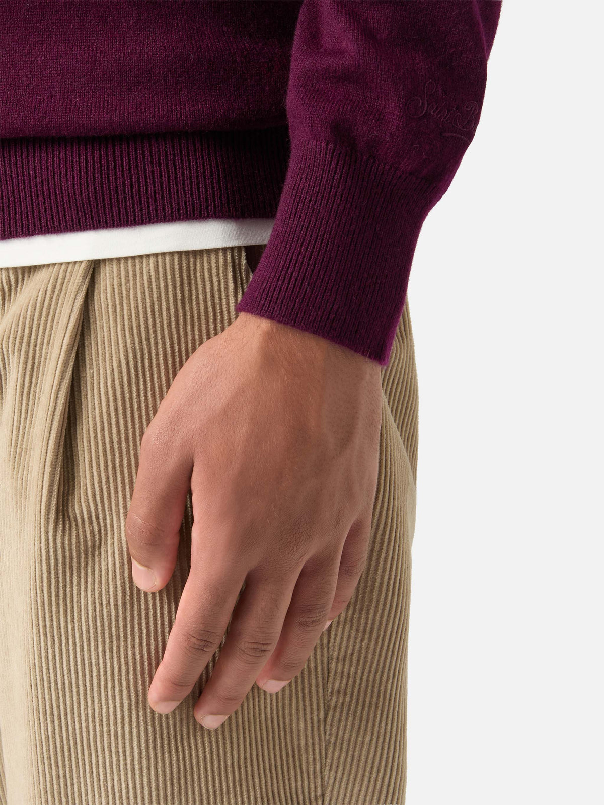 Burgundy Regent merino wool and cashmere blend crewneck