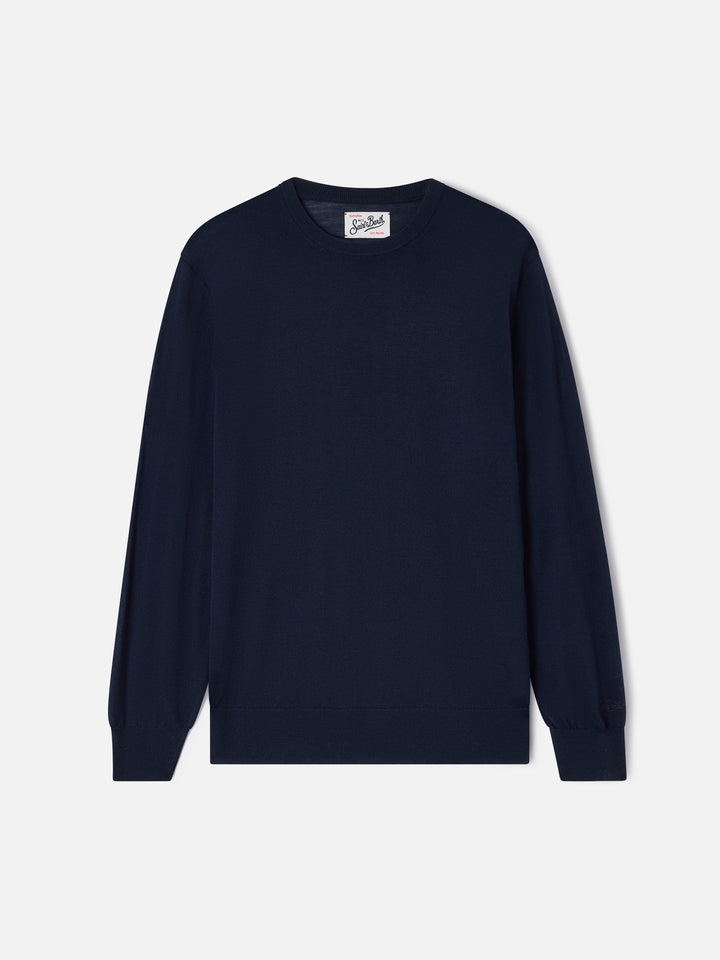 Girocollo Regent in Merino blu navy
