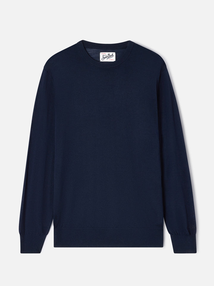 Navy blue Regent merino wool crewneck
