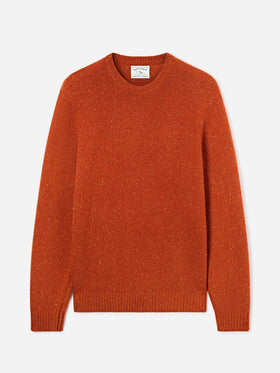 Pull col rond en maille Donegal mélangée laine Orange Regent 
