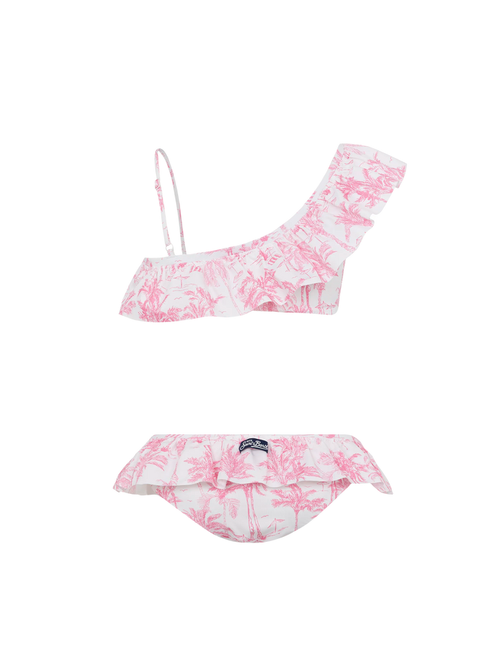 Rey one shoulder ruffled bikini with toile de jouy print - MC2 Saint Barth