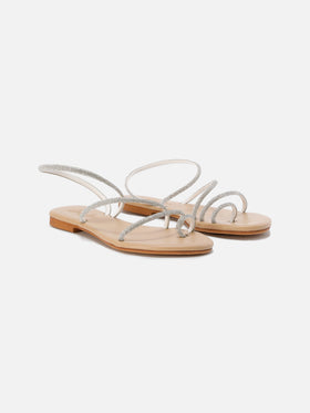 Sandalias de dedo con strass plateados 