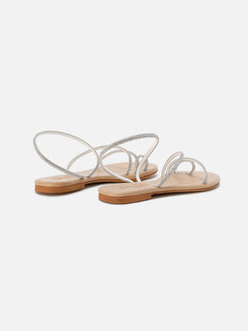 Sandalias de dedo con strass plateados 