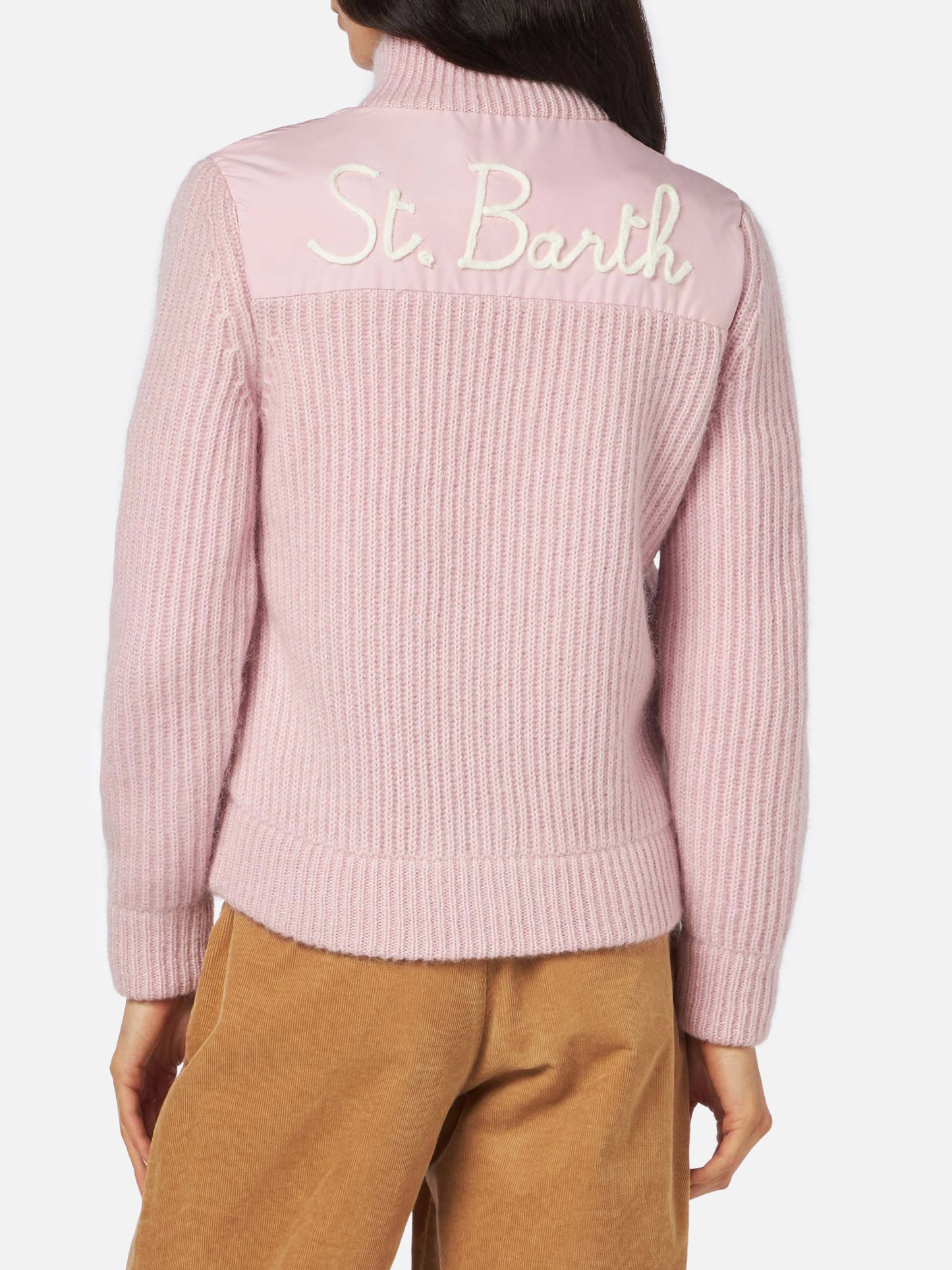 Giubbotto imbottito da donna con maniche in maglia