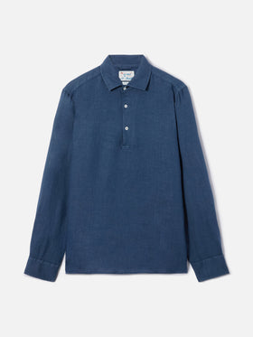 Polo Raphael de lino en azul marino 