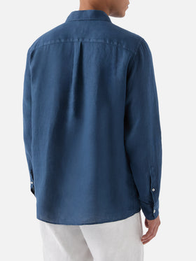 Polo Raphael de lino en azul marino 