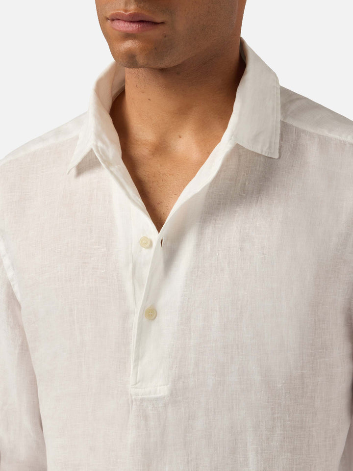 Long-sleeve Raphael linen polo white