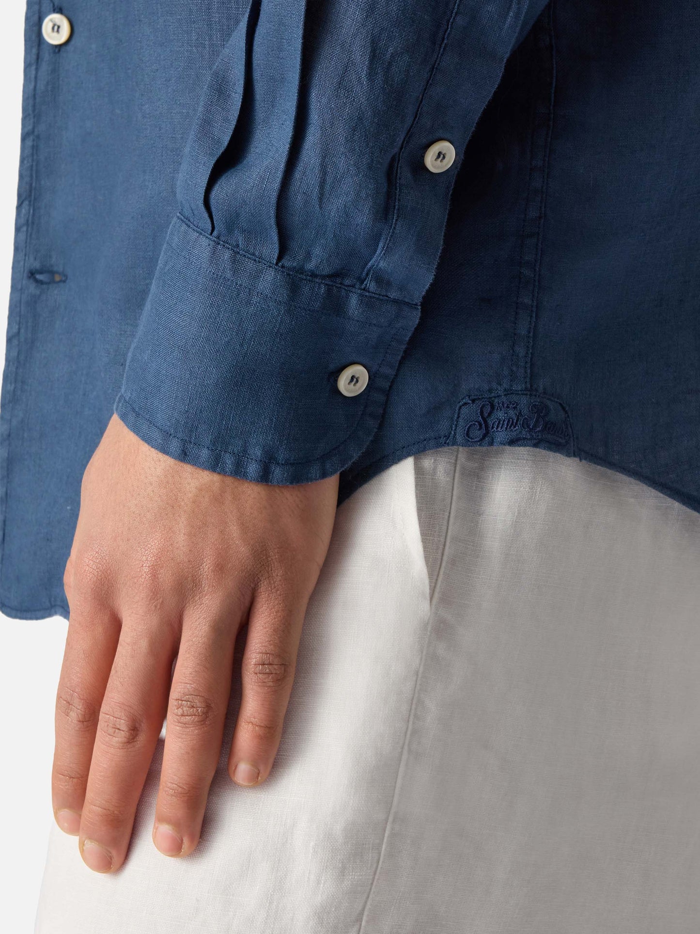 Blue navy Raphael shirt in pure linen