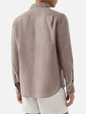 Camicia Raphael in puro lino marrone