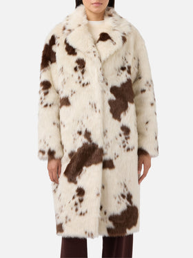 Cappotto Rouge in faux fur con stampa muccata