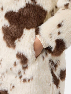 Cappotto Rouge in faux fur con stampa muccata