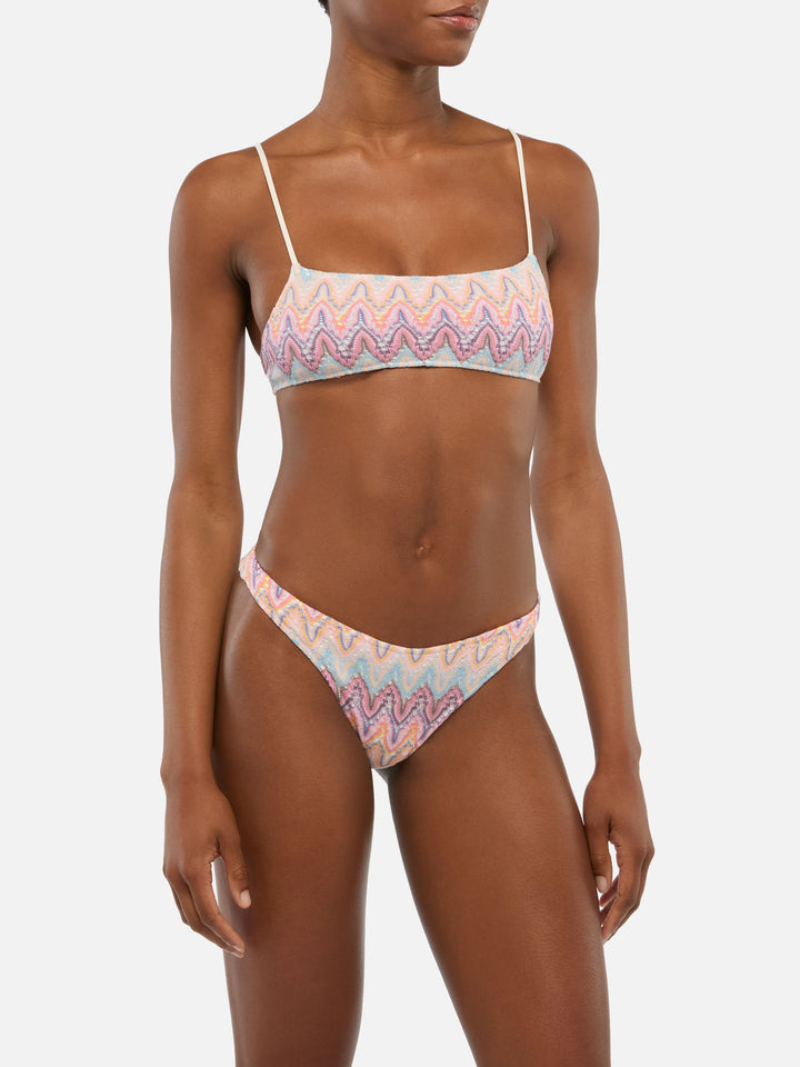 Bikini bralette Sadie Naomi in maglia raschel