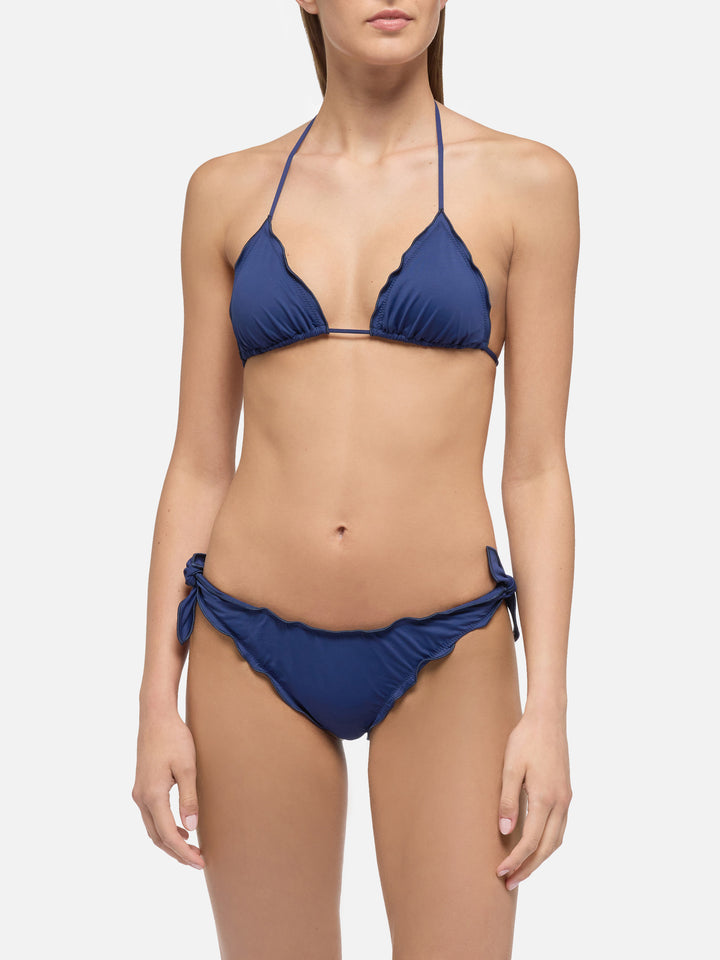Moon navy blue classic swim briefs - Sagittarius navy blue classic triangle top - MC2 Saint Barth