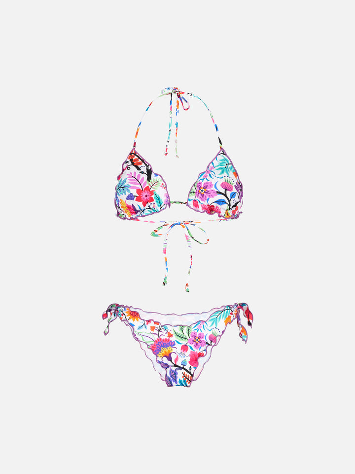 Woman triangle top with flower print