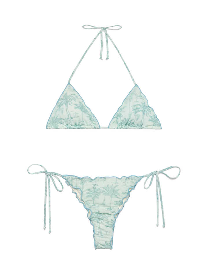 Classic triangle lurex bikini Sagittarius Miami with toile de jouy print - MC2 Saint Barth