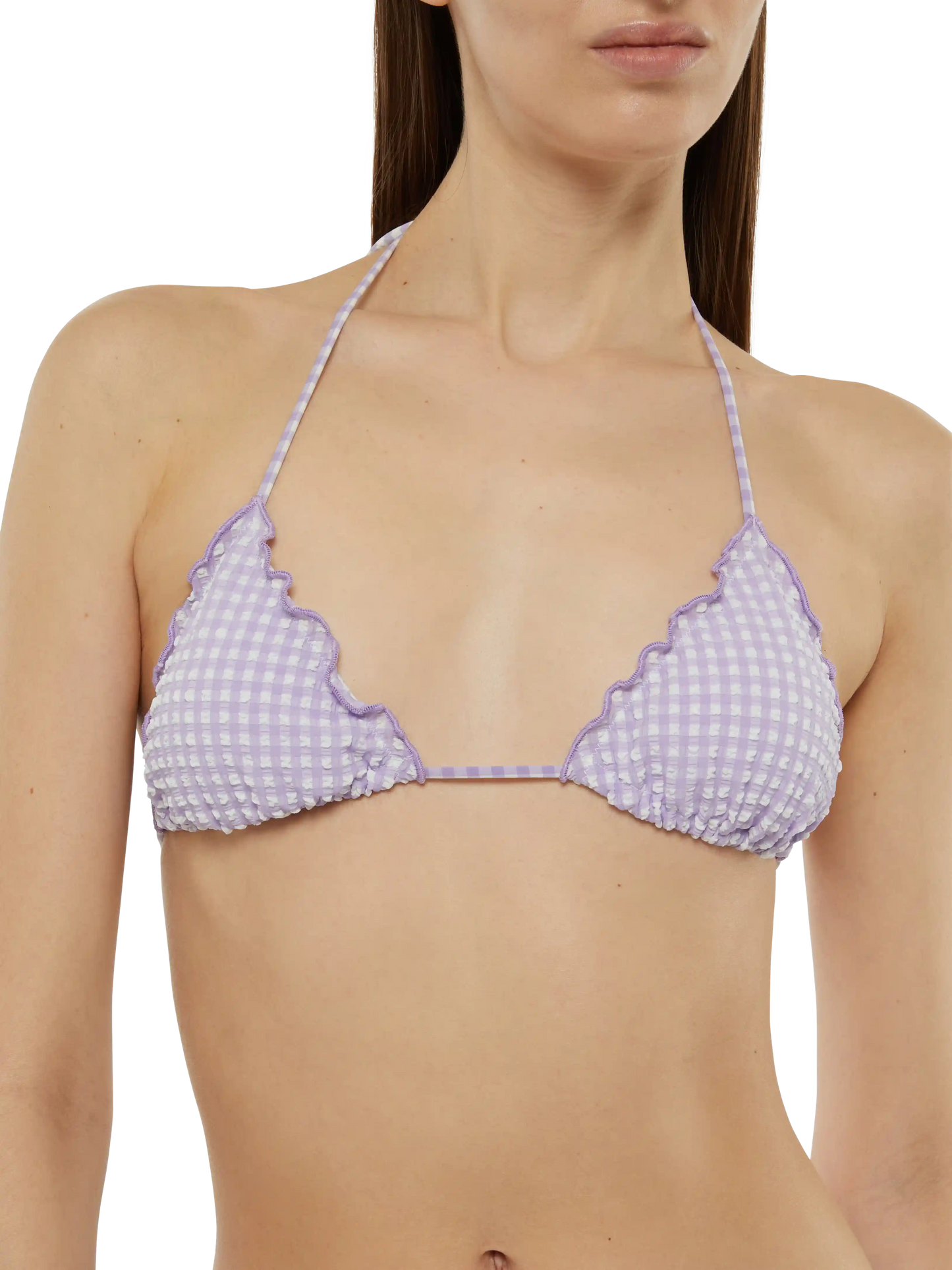 Seersucker triangle bikini Sagittarius Miami with gingham print - MC2 Saint Barth
