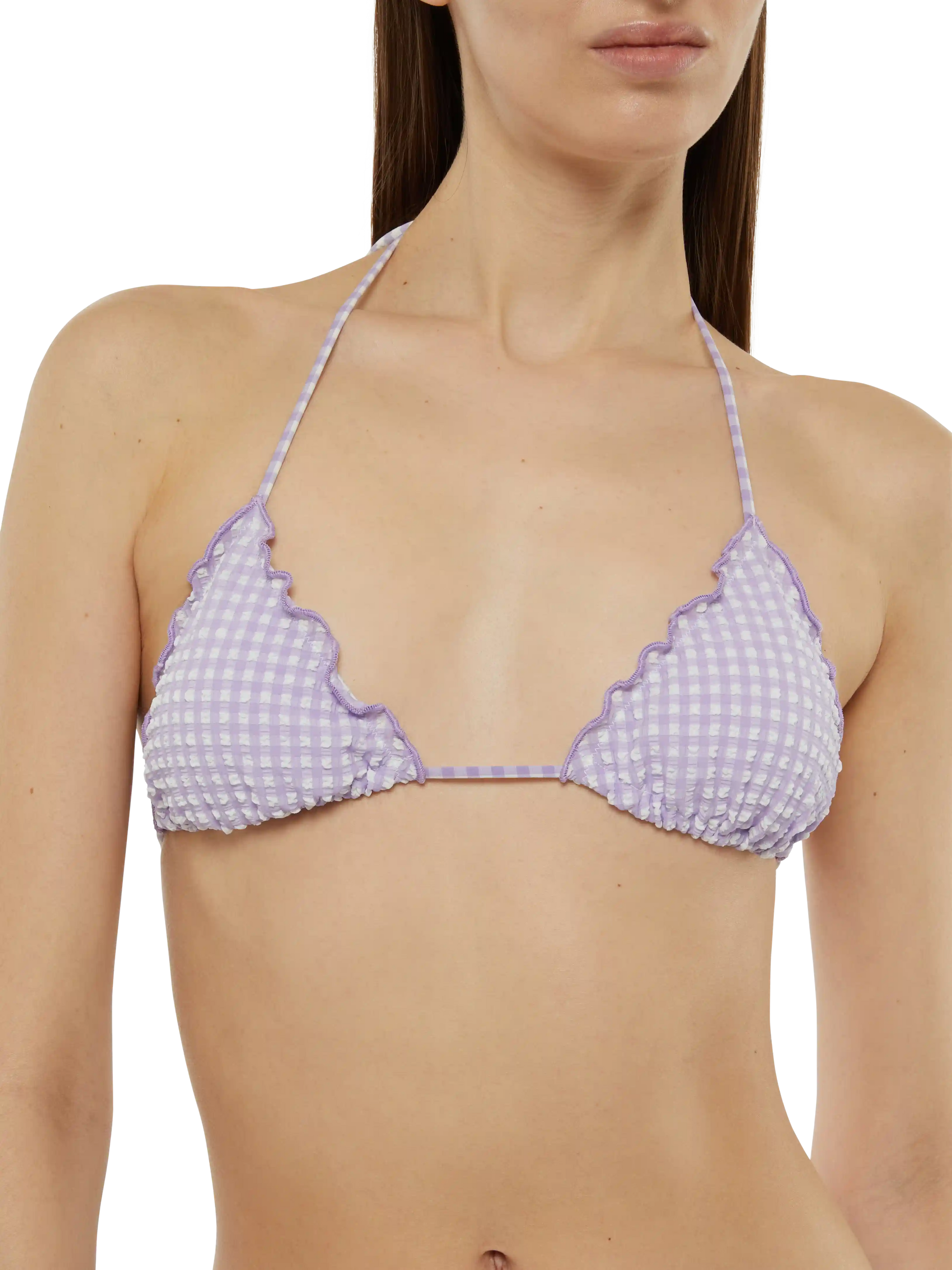 Seersucker triangle bikini Sagittarius Miami with gingham print - MC2 Saint Barth