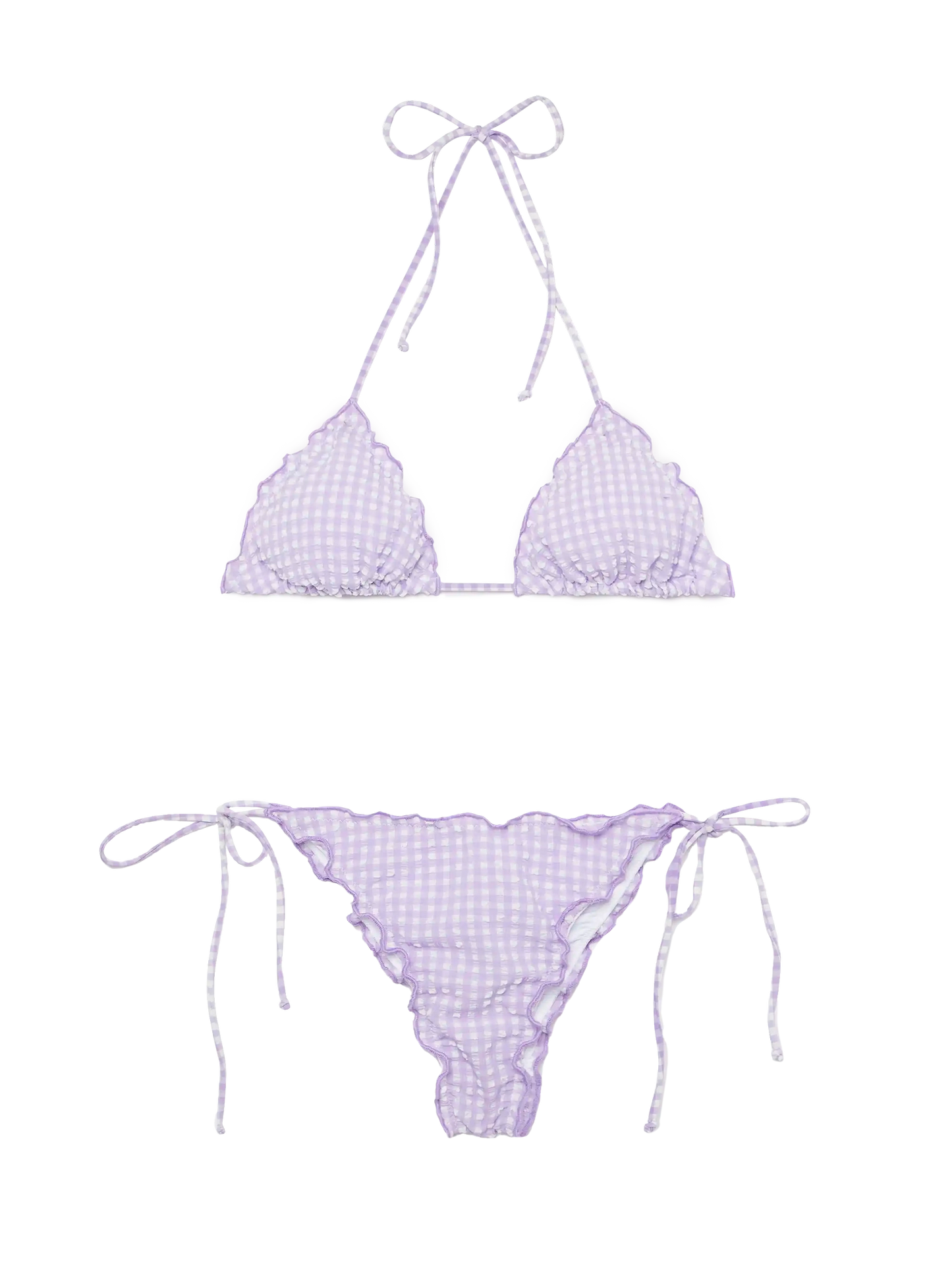 Seersucker triangle bikini Sagittarius Miami with gingham print - MC2 Saint Barth