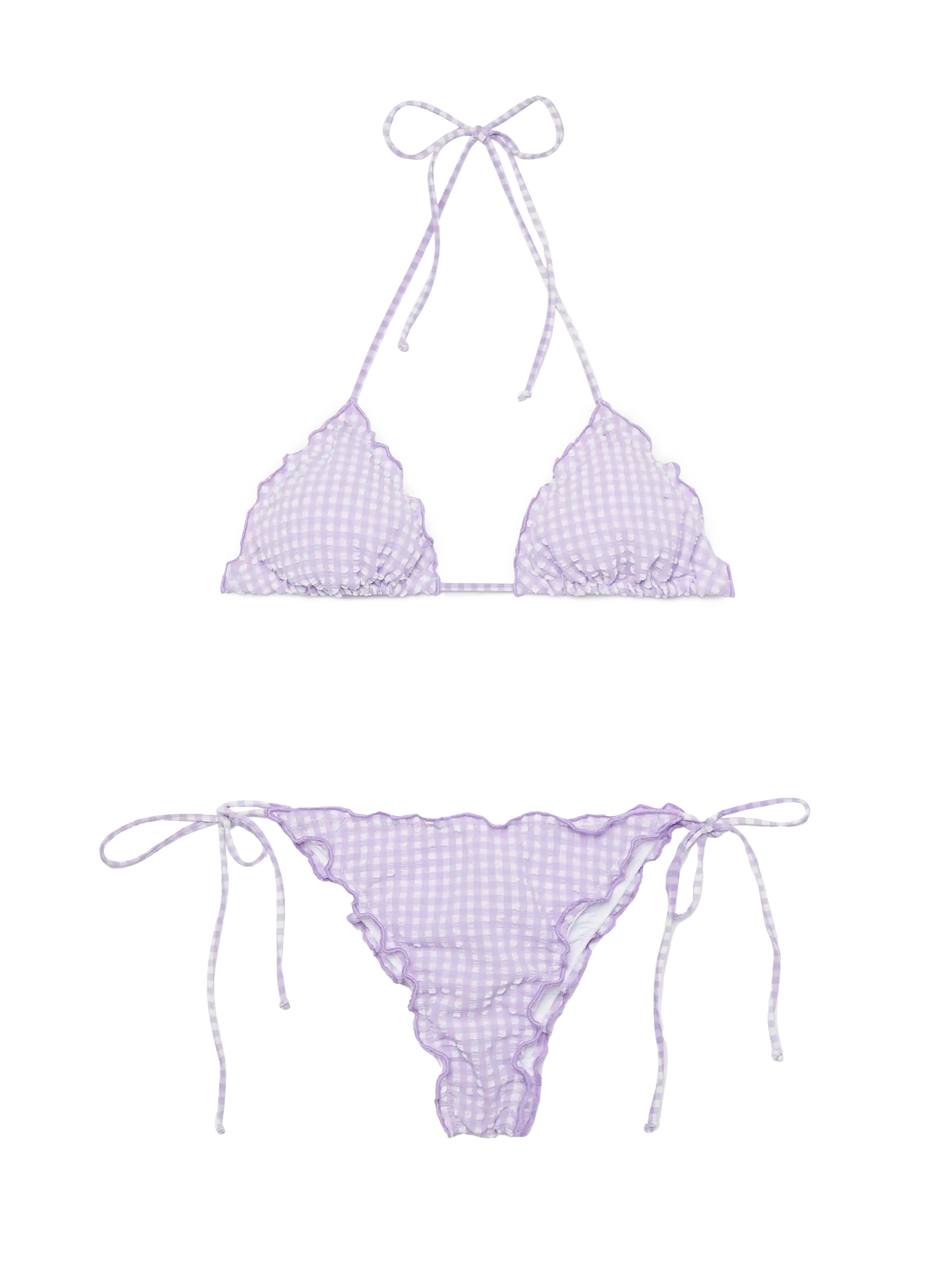 Seersucker triangle bikini Sagittarius Miami with gingham print - MC2 Saint Barth