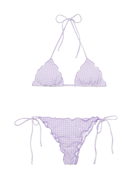 Seersucker triangle bikini Sagittarius Miami with gingham print - MC2 Saint Barth
