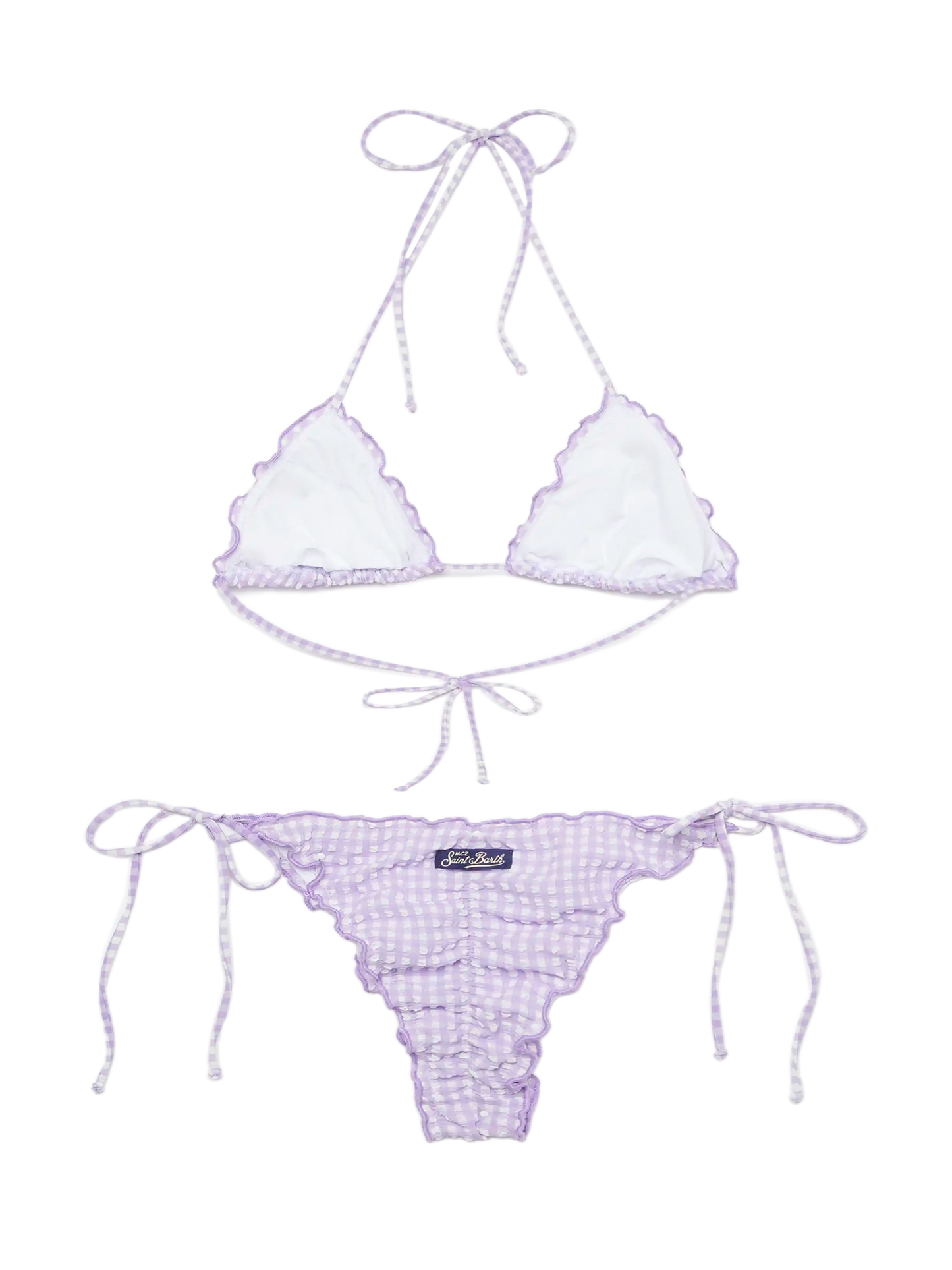 Seersucker triangle bikini Sagittarius Miami with gingham print - MC2 Saint Barth