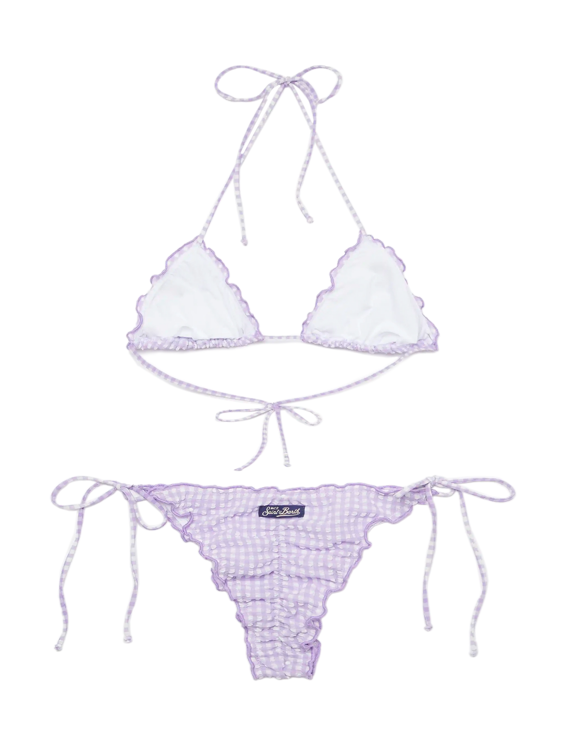 Seersucker triangle bikini Sagittarius Miami with gingham print - MC2 Saint Barth