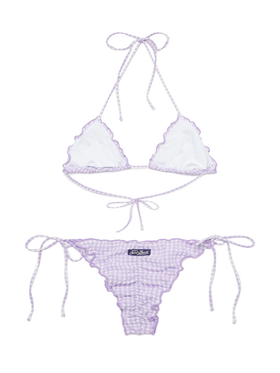 Seersucker triangle bikini Sagittarius Miami with gingham print - MC2 Saint Barth