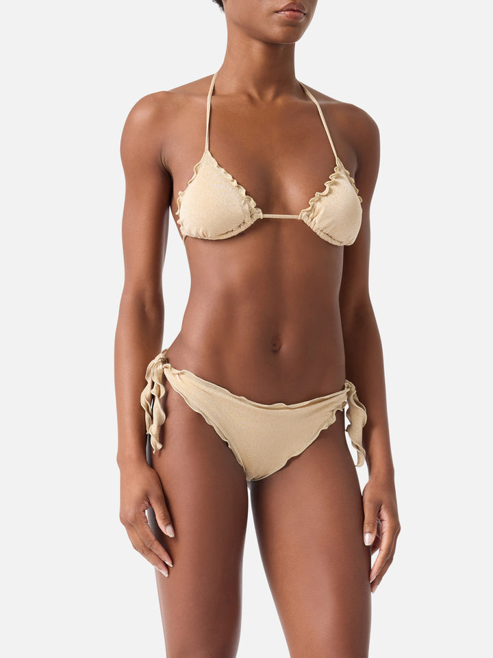 Woman gold lurex classic triangle bikini Sagittarius Moon