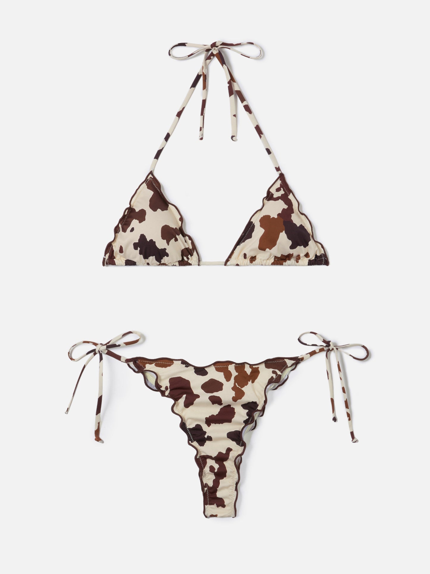 Bikini Sagitami de triángulo con estampado integral de vaca 