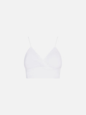 Weißes Bralette-Top aus Leinen 
