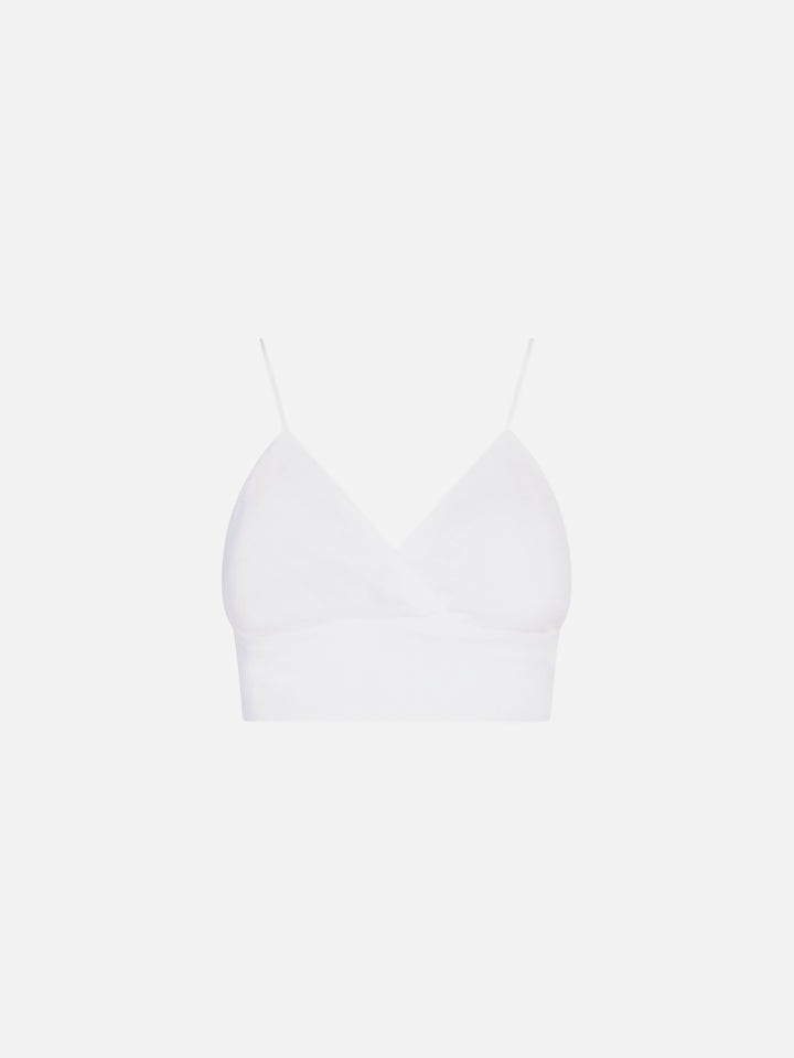 Top a bralette in lino bianco
