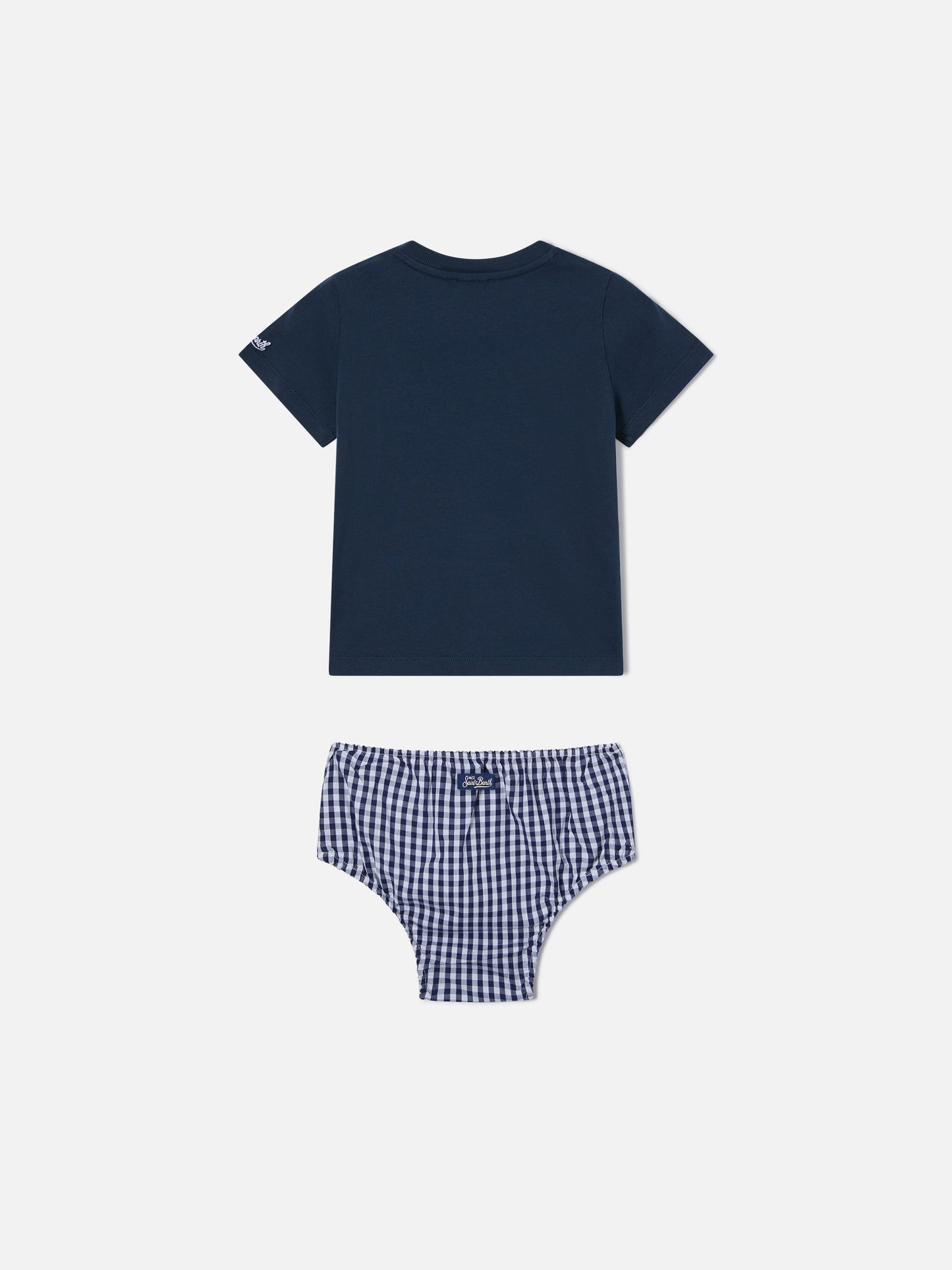 Samy t-shirt with embroidered pocket and vichy bloomer set
