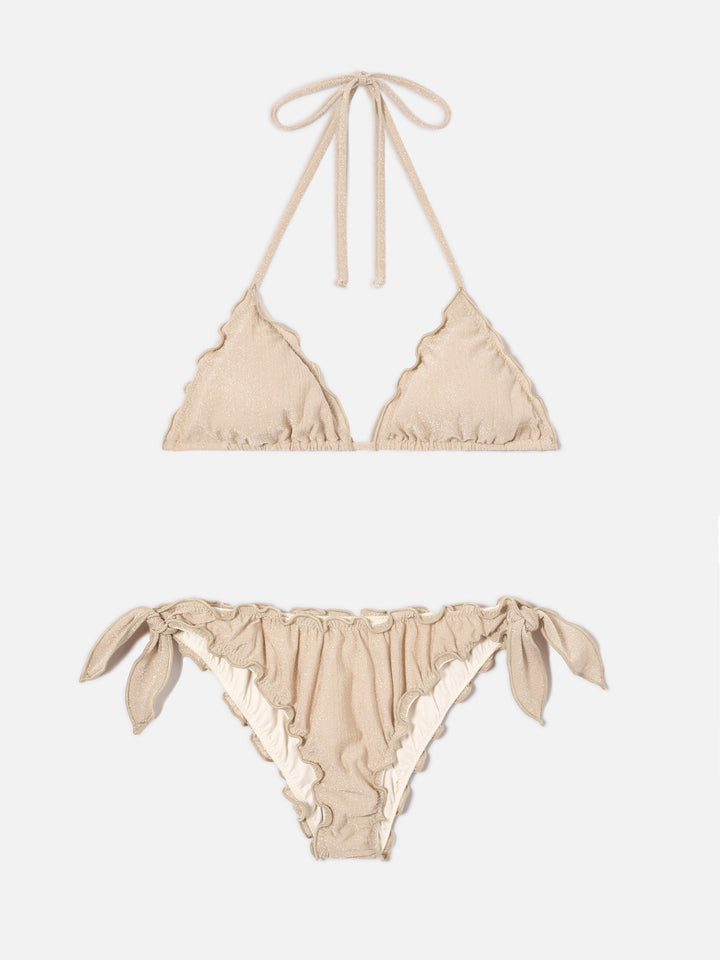Bikini Sarius triangle in solid gold lurex