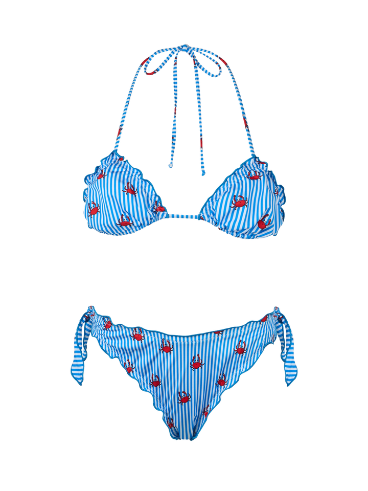 Woman triangle classic bikini Sarius with crab print