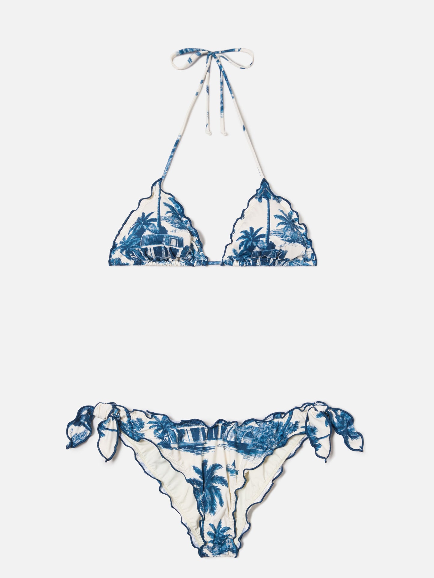 Bikini Sarius triangle with blue toile de jouy print | Special Edition