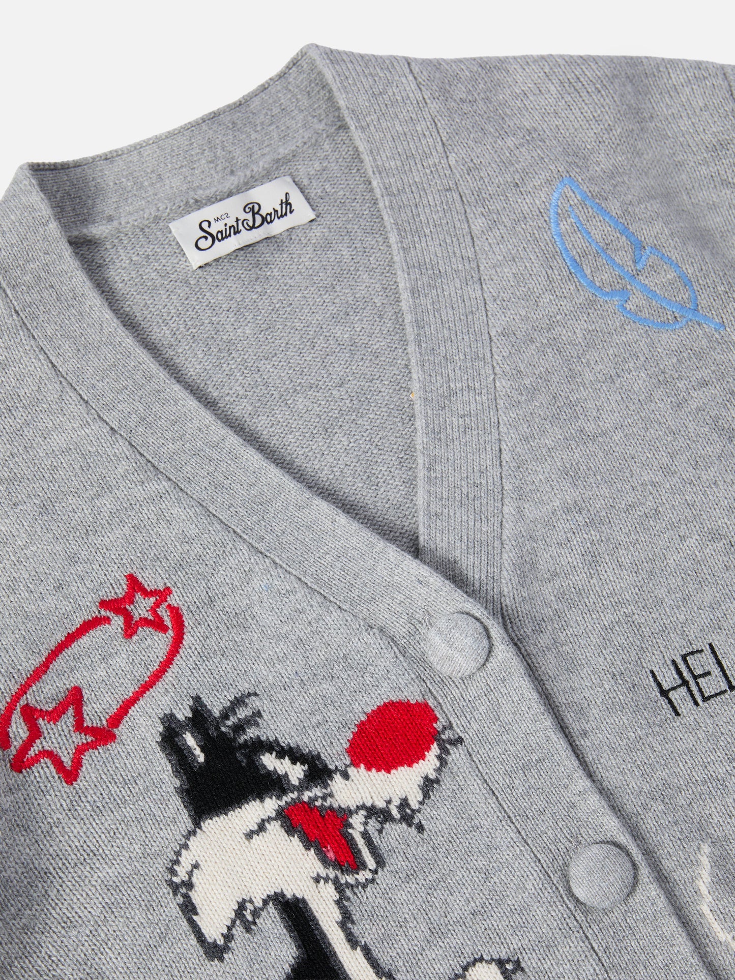 Sasi Jr cashmere-blend V-neck cardigan with Tweety and Sylvester jacquard | WARNER BROS SPECIAL EDITION