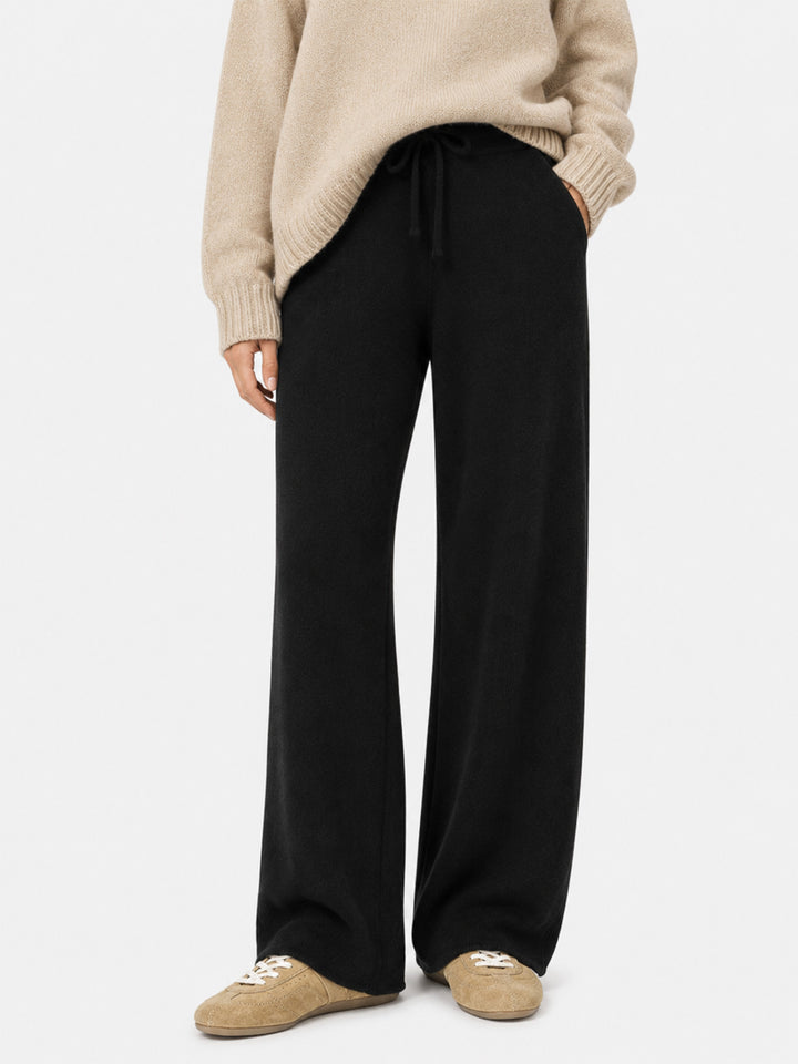 Pantalones palazzo negros de punto 