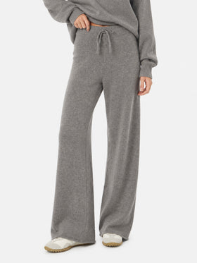 Pantaloni a palazzo grigi in maglia