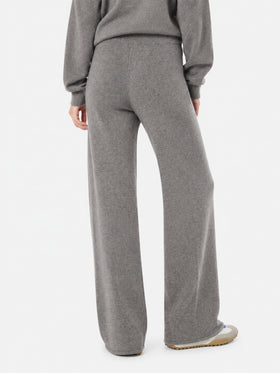 Pantaloni a palazzo grigi in maglia