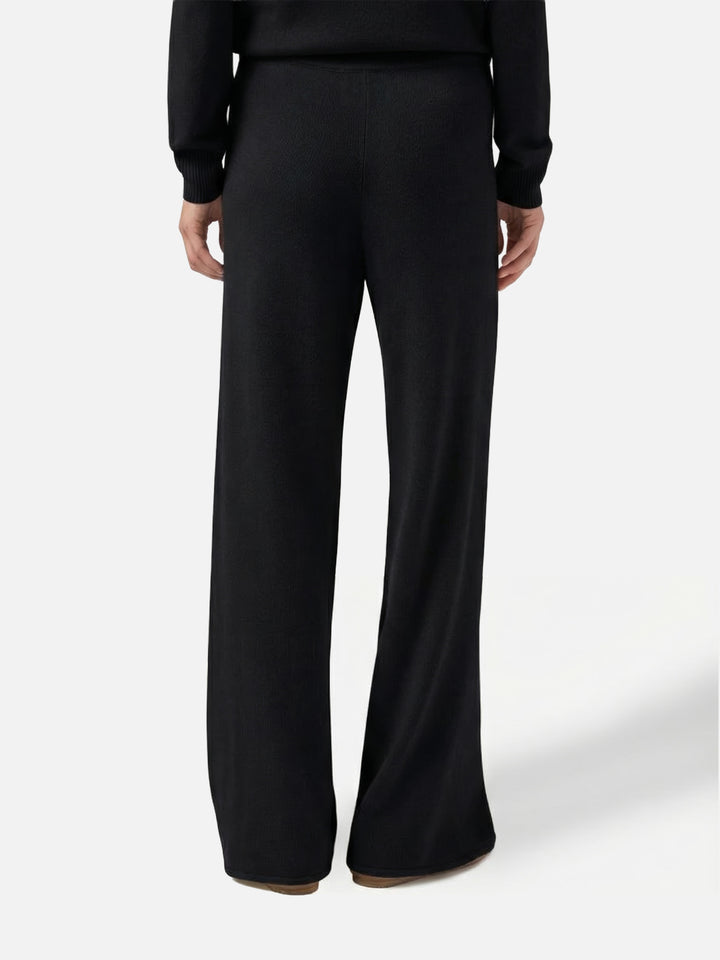 Pantaloni palazzo Savine neri in misto cashmere