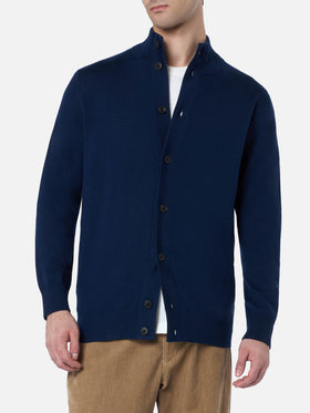 Man blue navy merino wool cardigan Savile - MC2 Saint Barth