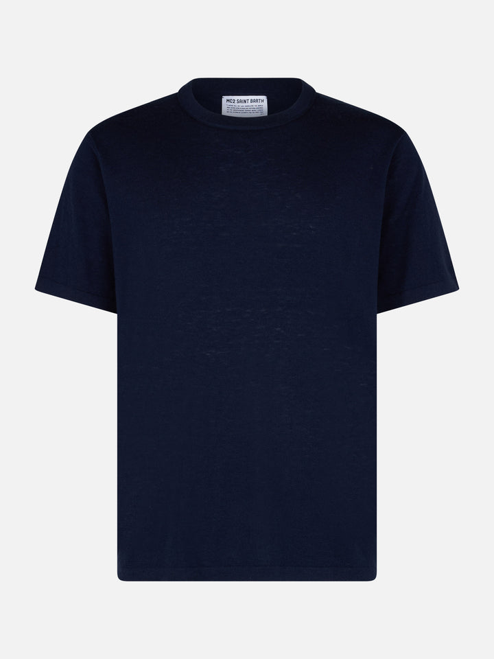 Man navy blue cashmere blend t-shirt Scott - MC2 Saint Barth