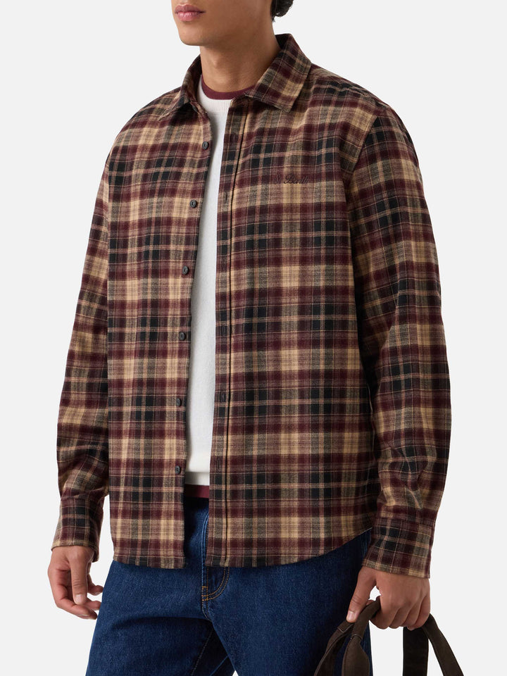 Chemise en flanelle Seefeld marron avec broderie Après Ski Habitué au dos 