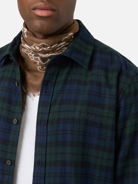 Green Seefeld cotton blend flannel shirt with Bollicine Team embroidery
